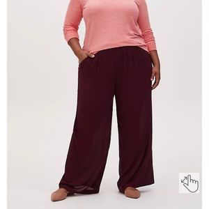 Torrid Burgundy Purple Crinkle Gauze Wide Leg Pant Plus Size 3x